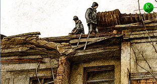 Разбор последствий атаки БПЛА. Иллюстрация создана «Кавказским узлом» с помощью ИИ в программе Copilot