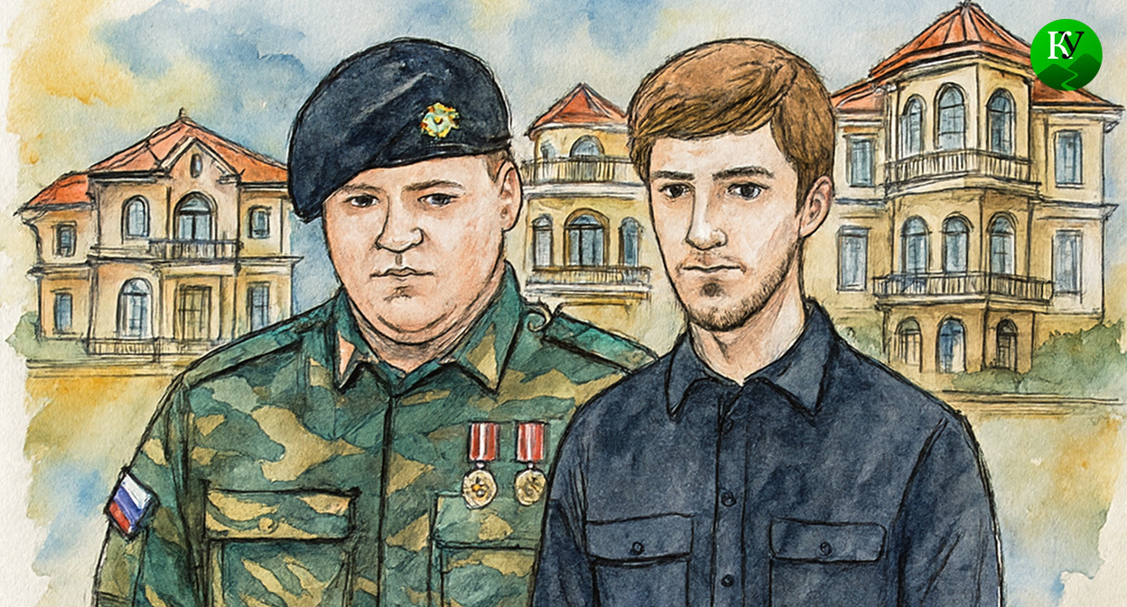 Адам и Али Кадыровы. Иллюстрация создана «Кавказским узлом» с помощью ИИ в программе Copilot