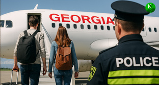 Активисты покидают Грузию. Иллюстрация создана «Кавказским узлом» с помощью ИИ в программе Copilot