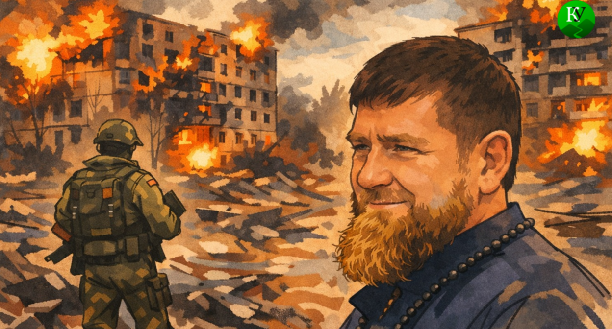 Кадыров выступил против переговоров об окончании СВО. Изображение создано "Кавказским узлом" при помощи ИИ в программе Copilot.