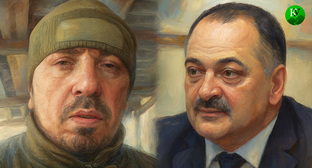 Казиханов Тахир и Сергей Меликов. Иллюстрация создана «Кавказским узлом» с помощью ИИ в программе Copilot