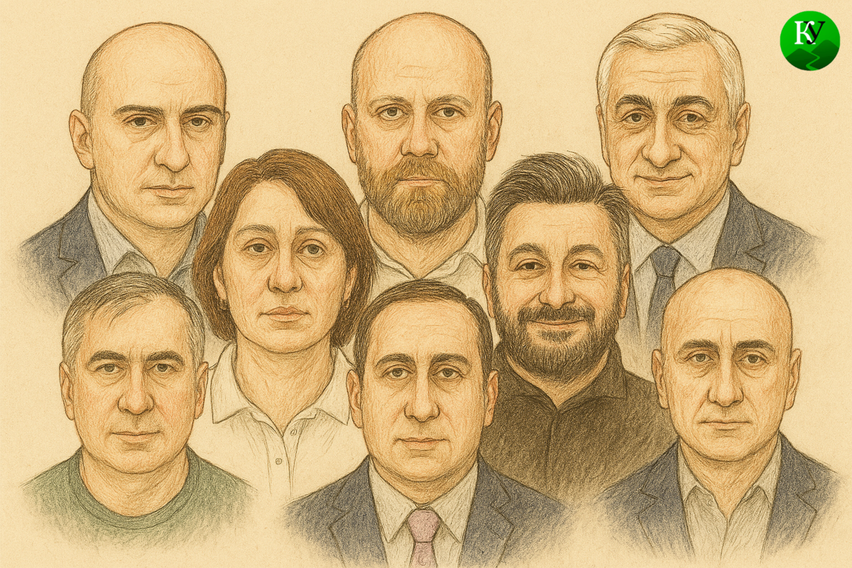 Обвиняемые по делу о саботаже. Иллюстрация создана "Кавказским узлом" с помощью ИИ. 