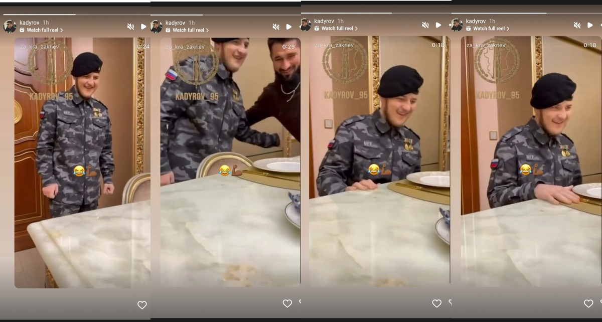 Кадры сторис Адама Кадырова (Dustum / Instagram*). Коллаж "Кавказского узла". 