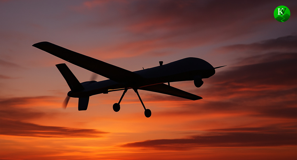 БПЛА в полете. Иллюстрация создана «Кавказским узлом» с помощью ИИ в программе Copilot
