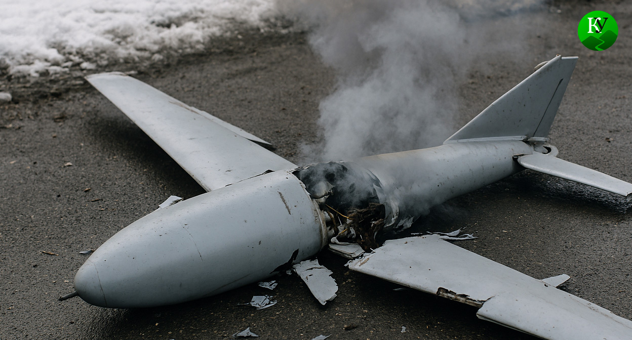 Обломки БПЛА. Иллюстрация создана «Кавказским узлом» с помощью ИИ в программе Copilot