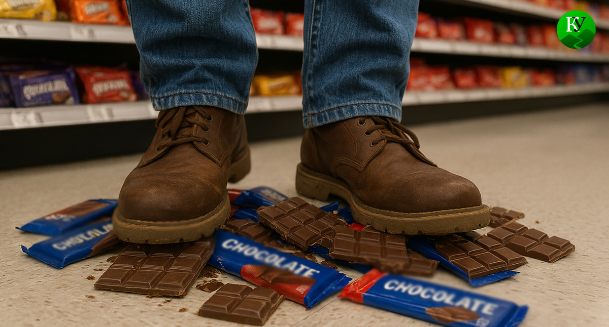 Мужчина топчет шоколад. Иллюстрация создана «Кавказским узлом» с помощью ИИ в программе Copilot Мужчина топчет шоколад. Иллюстрация создана «Кавказским узлом» с помощью ИИ в программе Copilot