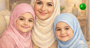 Женщина с детьми. Иллюстрация создана 