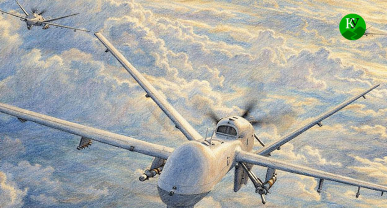 Беспилотники. Иллюстрация создана "Кавказским узлом" при помощи ИИ в программе Copilot Беспилотники. Иллюстрация создана "Кавказским узлом" при помощи ИИ в программе Copilot