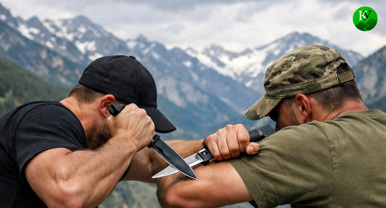 Тренеровка по ножевому бою. Иллюстрация создана «Кавказским узлом» с помощью ИИ в программе Copilot
