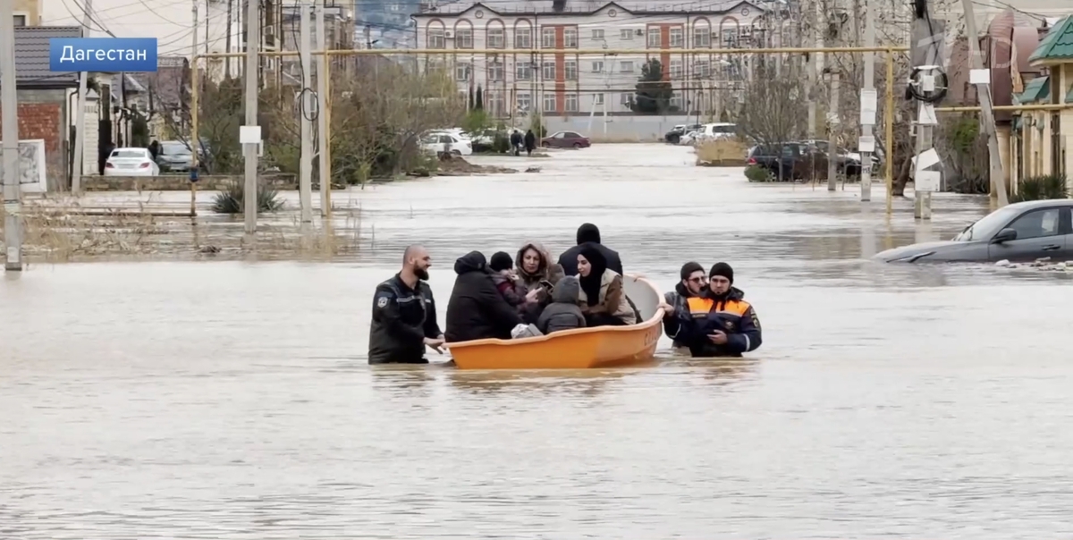 Наводнение в Дагестане, апрель 2026 года. Кадр видеосюжета "Первого канала". 