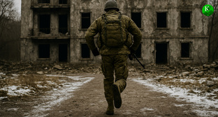 Военный на СВО.Иллюстрация создана «Кавказским узлом» с помощью ИИ в программе Copilot