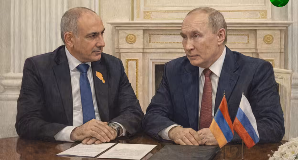 Никол Пашинян и Владимир Путин. Иллюстрация создана "Кавказским узлом" с помощью ИИ в программе Copilot Никол Пашинян и Владимир Путин. Иллюстрация создана "Кавказским узлом" с помощью ИИ в программе Copilot
