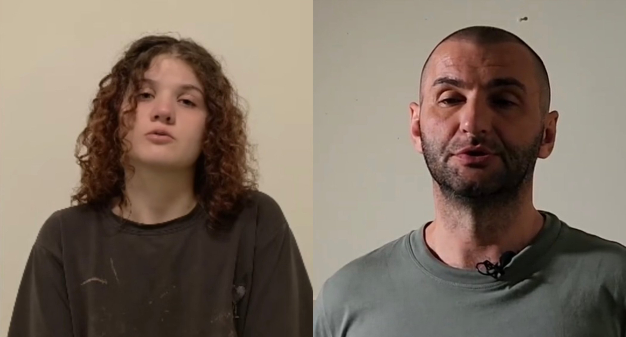 Задержанные ФСБ в Москве и Краснодаре. Кадр видео НАК / YouTube и кадр видео "Новости Первого канала" / ВКонтакте. Коллаж "Кавказского узла".

