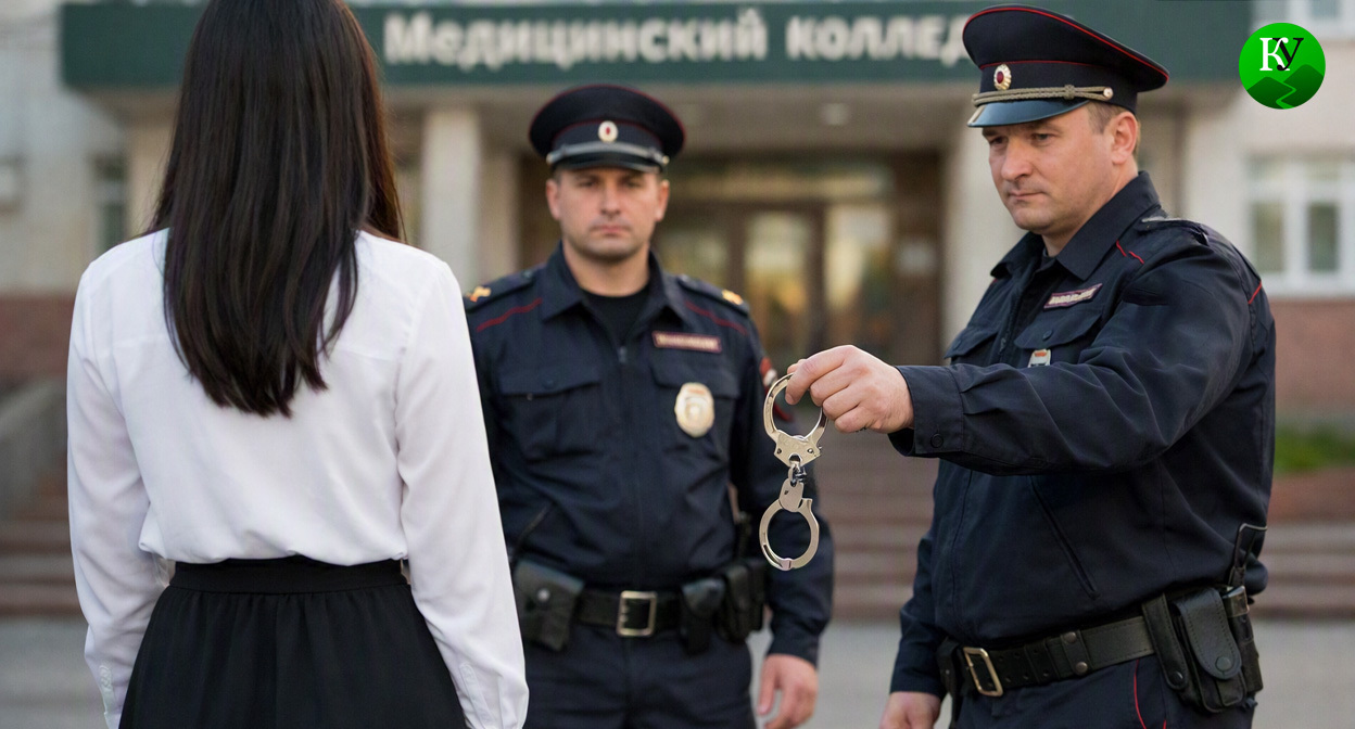 Задержание студентки. Иллюстрация создана «Кавказским узлом» с помощью ИИ в программе Copilot