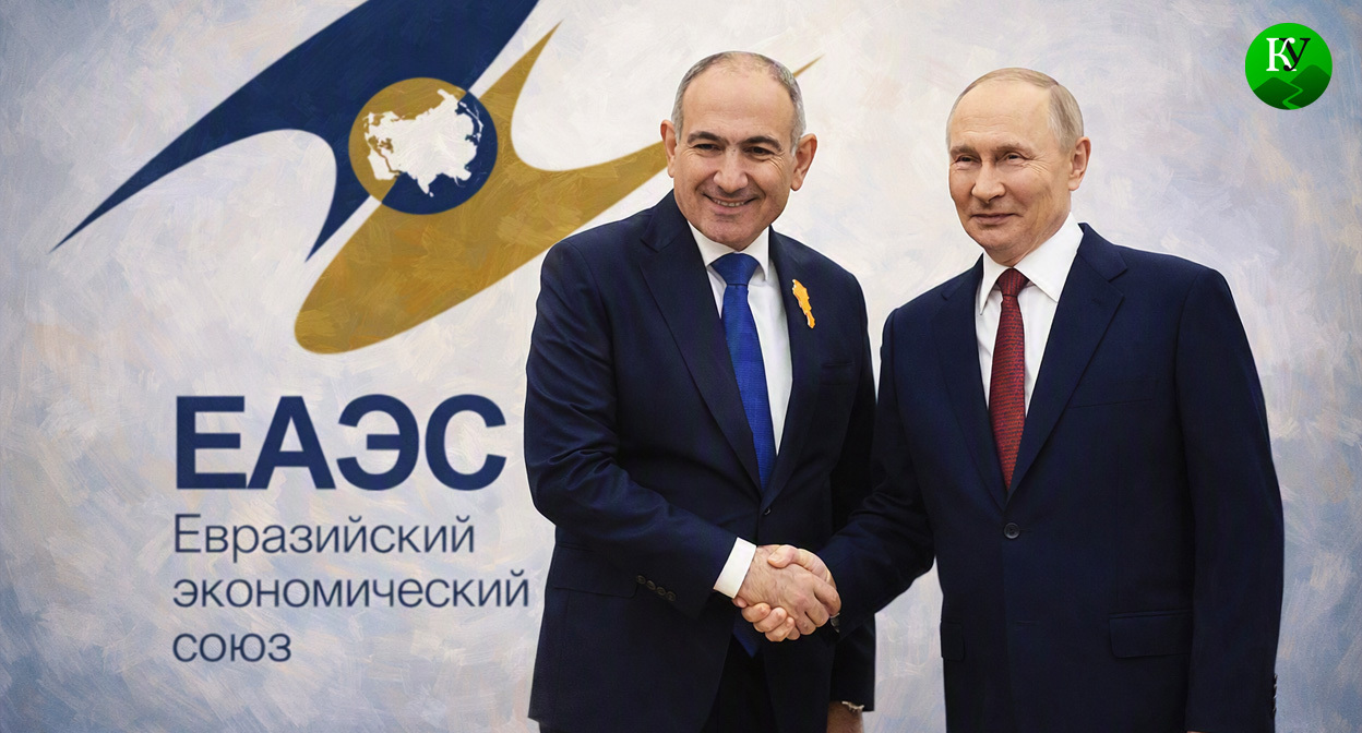 Пашинян и Путин. Иллюстрация создана «Кавказским узлом» с помощью ИИ в программе Copilot