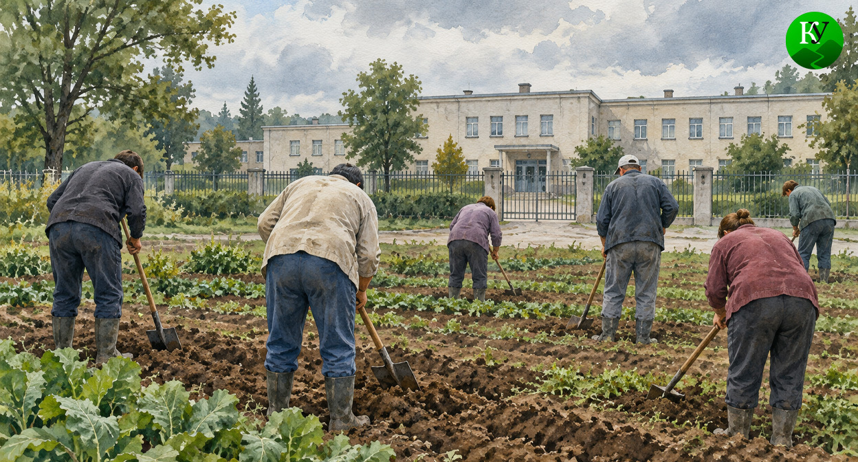 Пациенты интерната на грядках. Иллюстрация создана «Кавказским узлом» с помощью ИИ в программе Copilot Пациенты интерната на грядках. Иллюстрация создана «Кавказским узлом» с помощью ИИ в программе Copilot