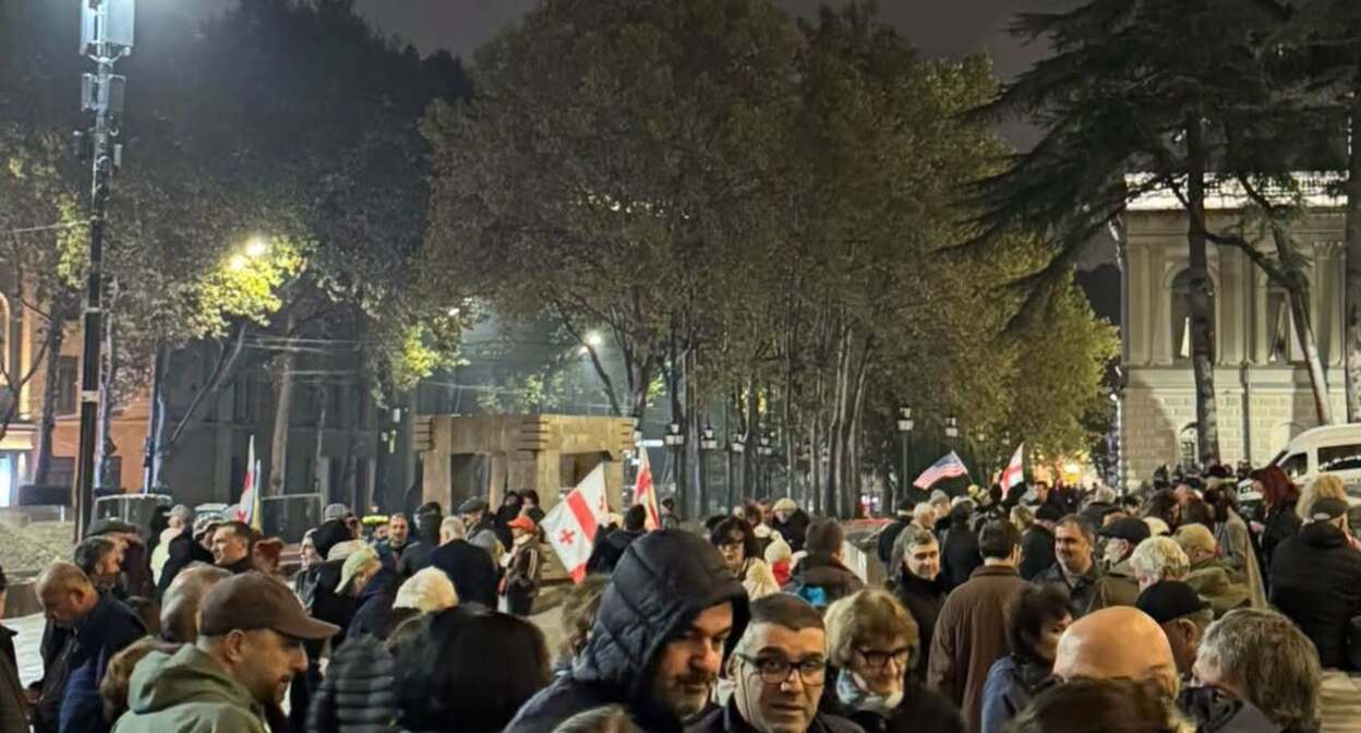 Демонстранты под стенами парламента Грузии. Фото: Giorgi Mumladze Демонстранты под стенами парламента Грузии. Фото: Giorgi Mumladze