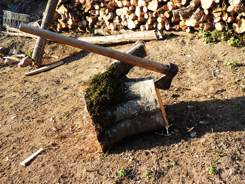 Зарисовка. Топор и пенёк. с.Ванк.